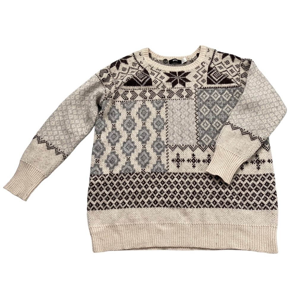 BDG Urban Outfitters wool blend alpine pattern geometric neutral tone sweater